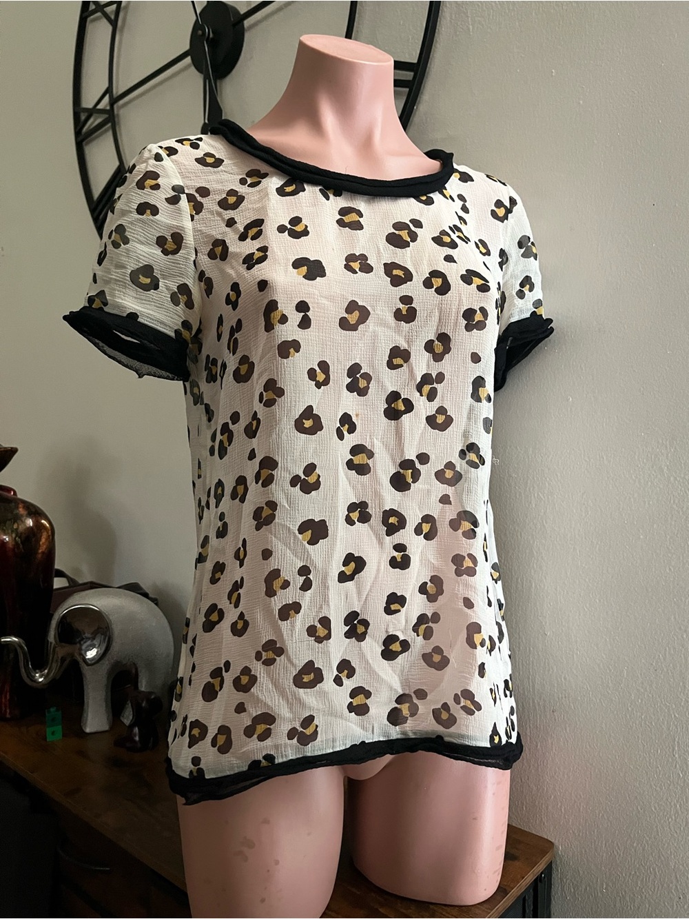 #335 Sheer Leopard Print Blouse